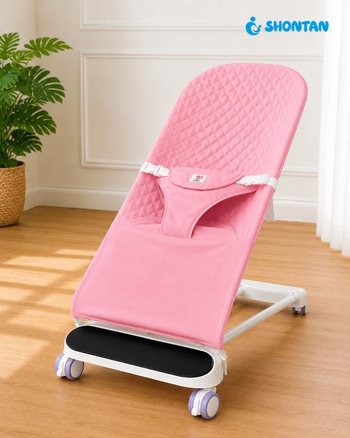LED Musical Baby Bouncer Chair with Wheels, Music & LED Lights for Comfort & Safety